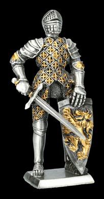 Фігура олов'яного лицаря з мечем і щитом лева