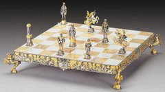 Шахи бронзові елітні Italfama MEDIOEVALE з золотом і сріблом
