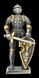 Фігура олов'яного лицаря тримає меч перед щитом
