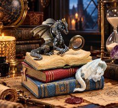 Шкатулка &laquo;Хранителі таємних знань&raquo; &mdash; Дракони на старовинних книгах, 13 см