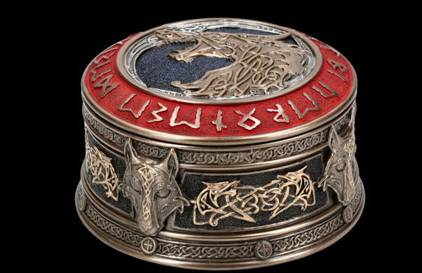 Колекційна скринька  Фенріра з рунами - скандинавська міфологія Veronese