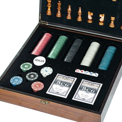 Подарунковий ігровий набір 2 в 1 Шахи та Покер 34 х 34 см 8718-007