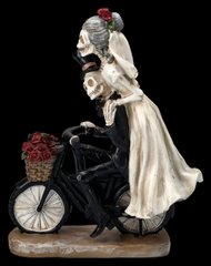 Колекційна статуетка Пара молодят скелетів на велосипеді