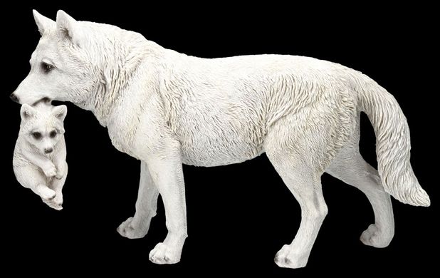 Колекційна статуетка Біла вовчиця з вовченям