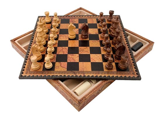 Подарунковий набір Italfama "Classico" шахи, шашки, нарди G250-76S+219MAP
